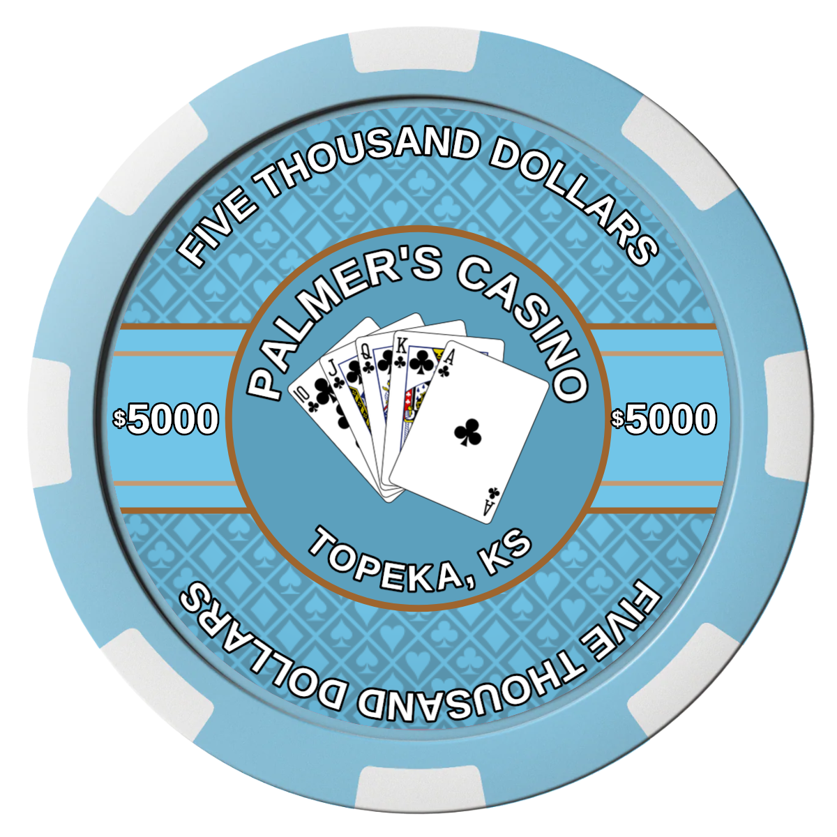 Palmer's Casino Composite Poker Chips - Light Blue / 8 Spot - Front