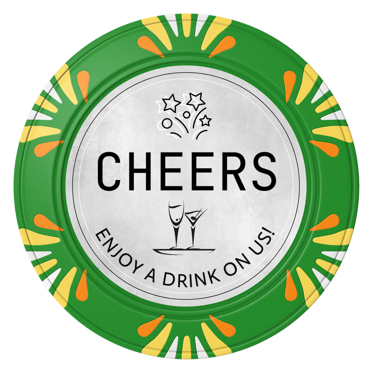 Chique Wedding Token Clay Poker Chips - Green / Macau / 40mm - Front