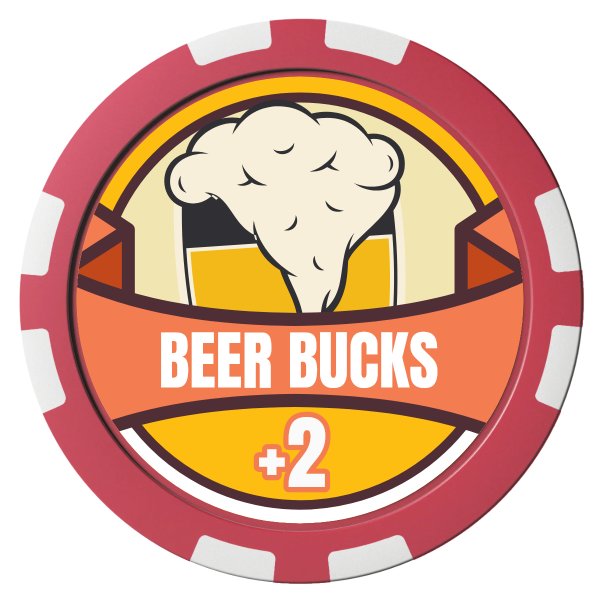 Banner Brew Composite Poker Chips - Red / 8 Stripe - Front