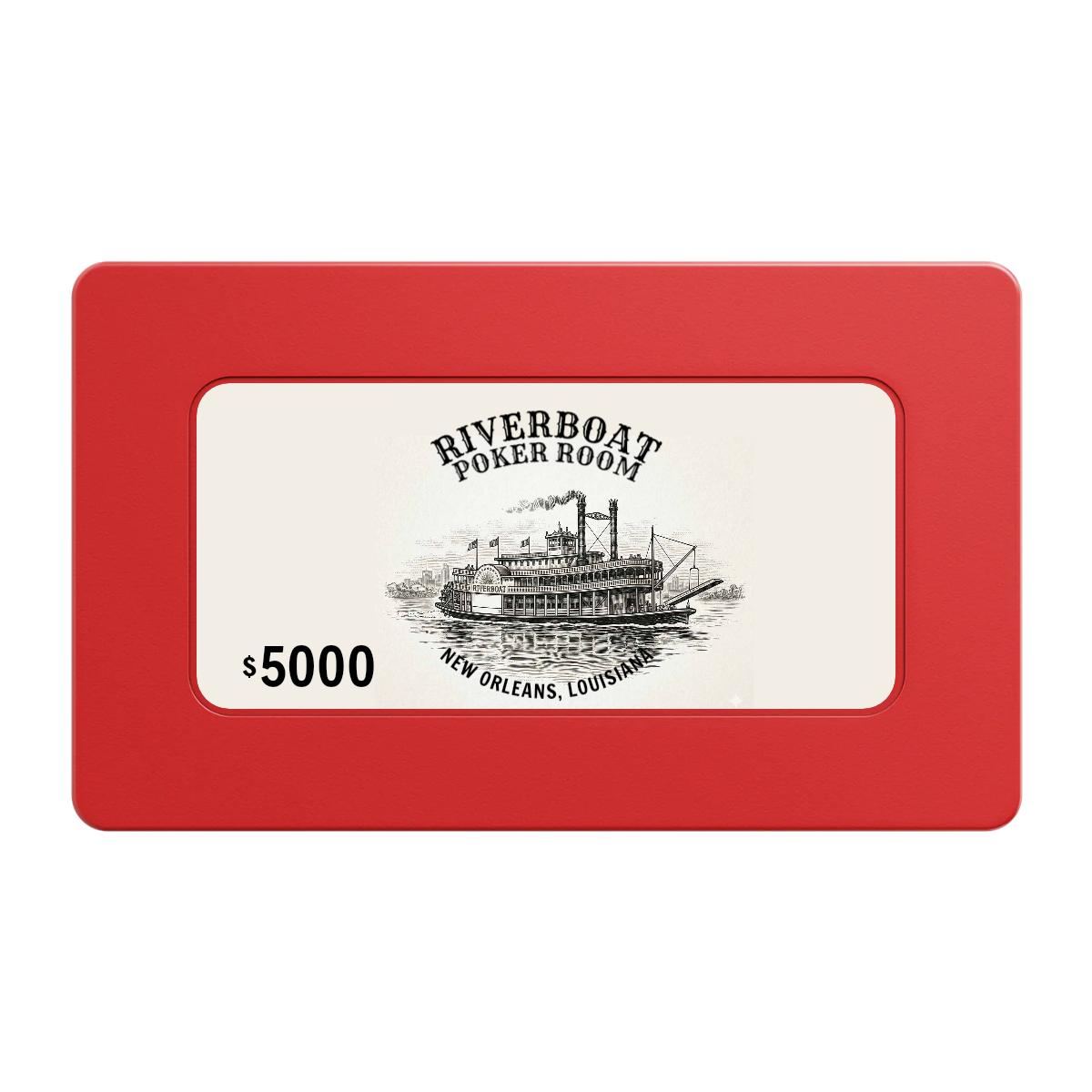 Riverboat Poker Room Rectangular Poker Chip Plaques - Red - Front