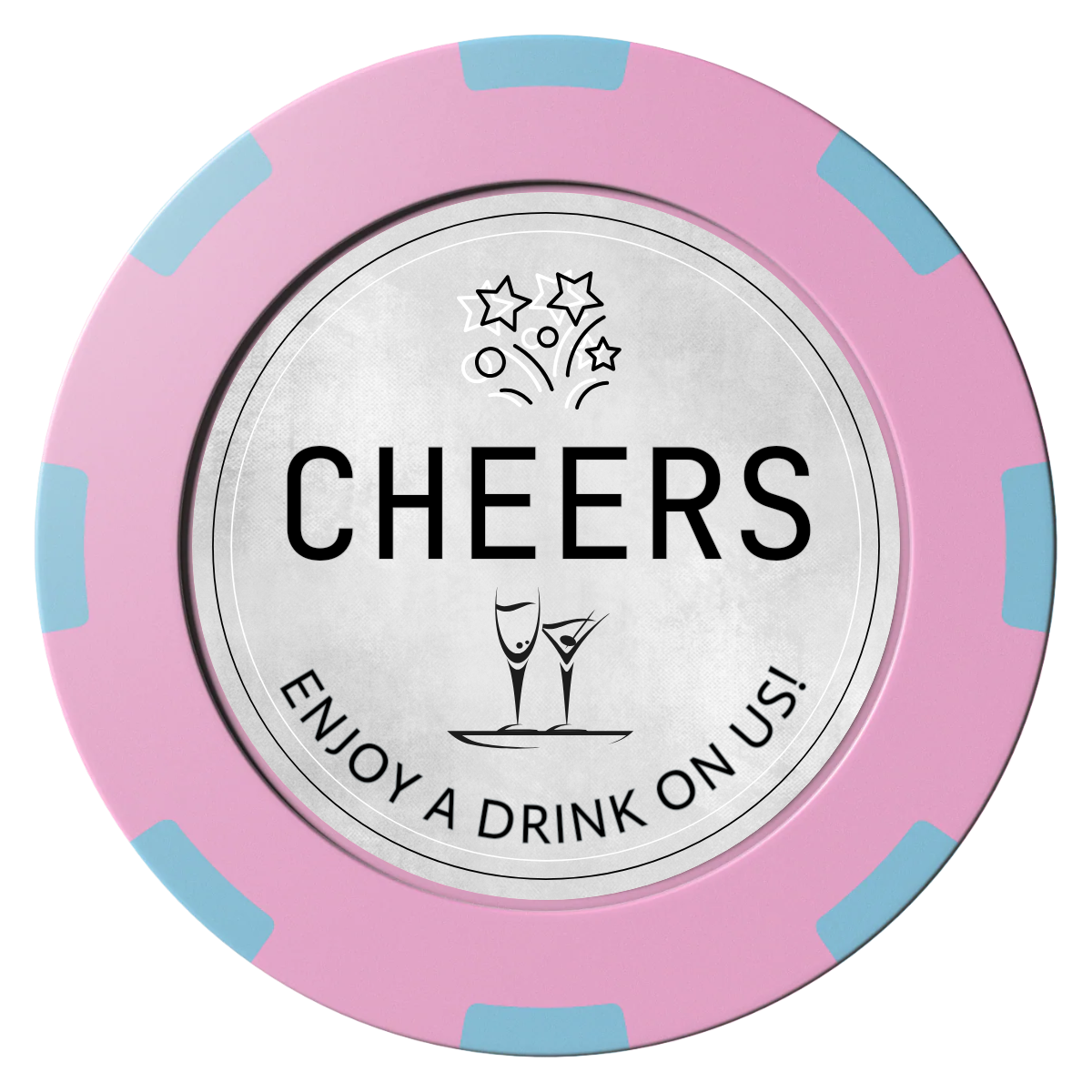 Chique Wedding Token Clay Poker Chips - Pink / 8 Spot (2 Tone) / 40mm - Front