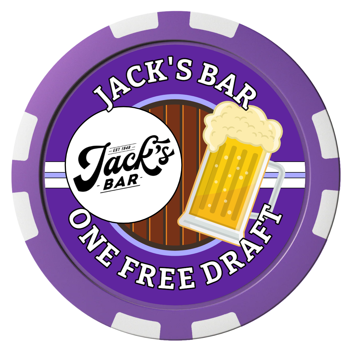 Barnyard Brew Composite Poker Chips - Purple / 8 Stripe - Front