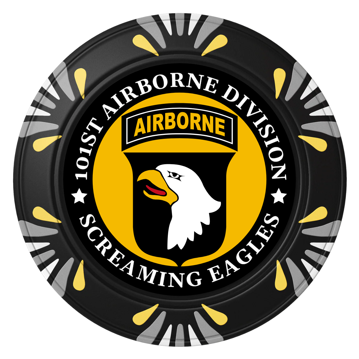 Army Airborne Clay Poker Chips - Black / Macau / 40mm - Back