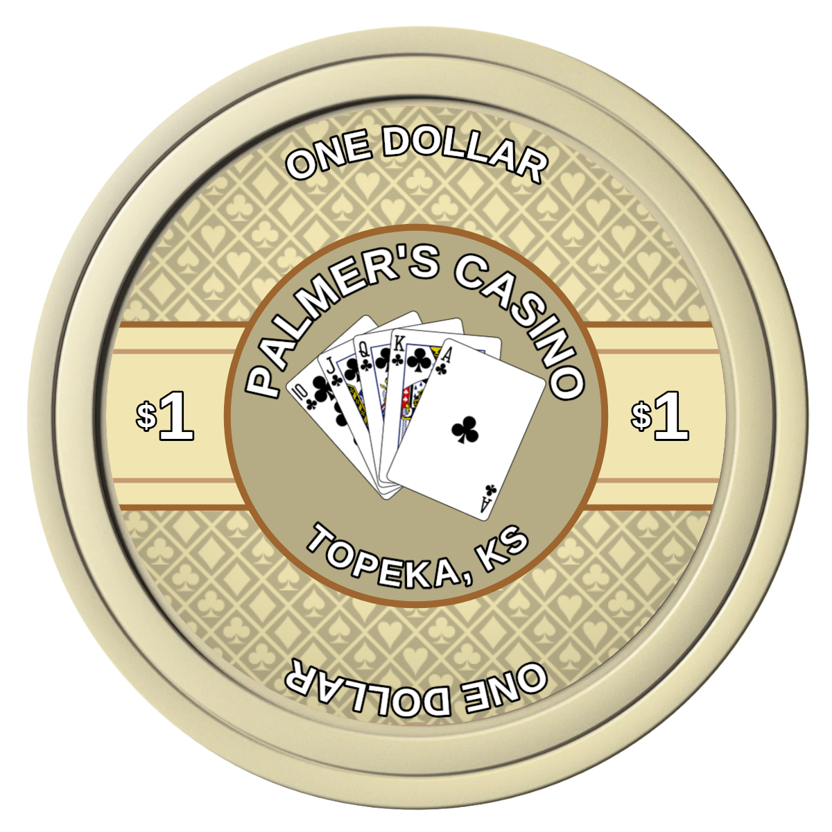 Palmer's Casino Composite Poker Chips - Ivory / Solid - Front