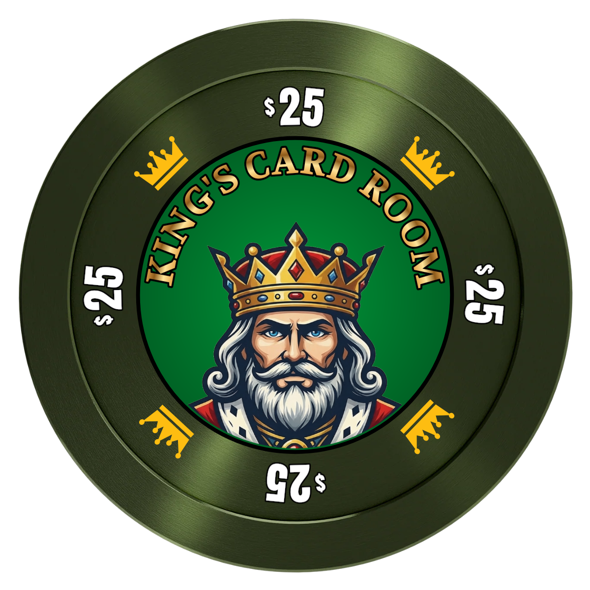 Kings Aluminum Poker Chips - Green - Back