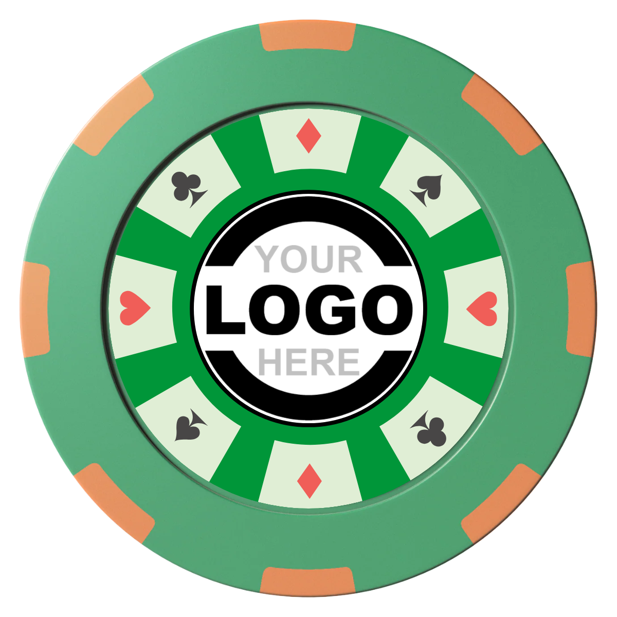 Suit 8 Your Logo Clay Poker Chips - Green / 8 Spot (2 Tone) / 40mm - Front