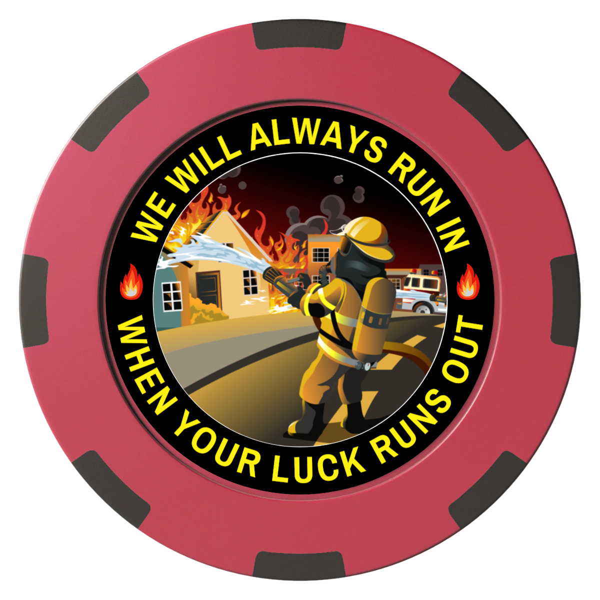 Firefighter Maltese Cross Clay Poker Chips - Red / 8 Spot (2 Tone) / 40mm - Front
