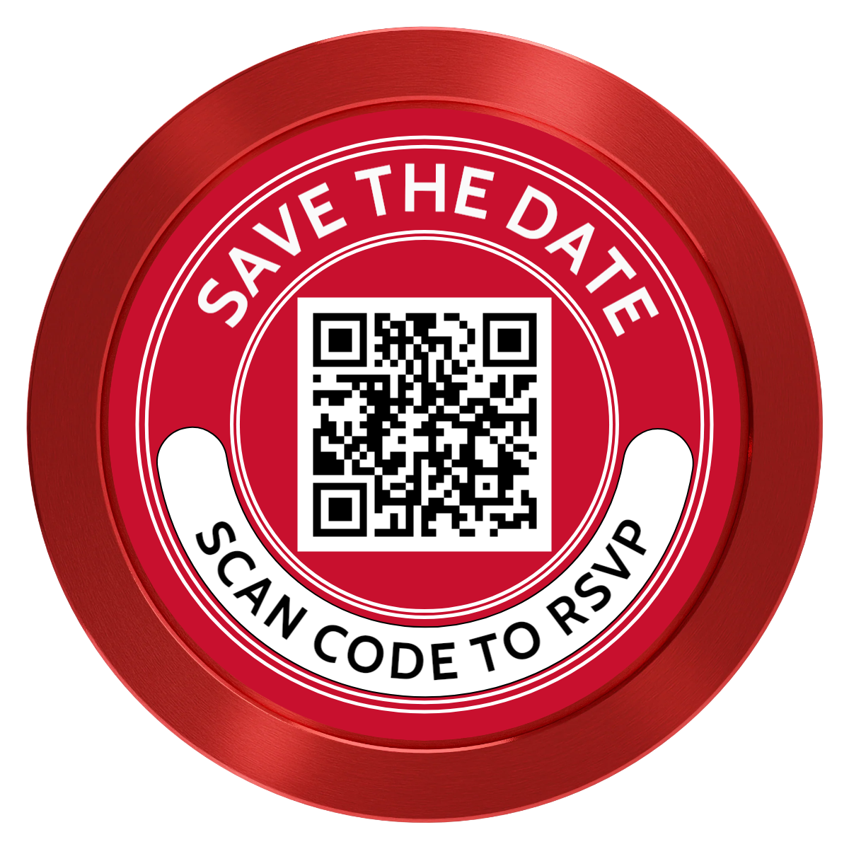 Save the Date Photo QR Code Aluminum Poker Chips - Red - Back