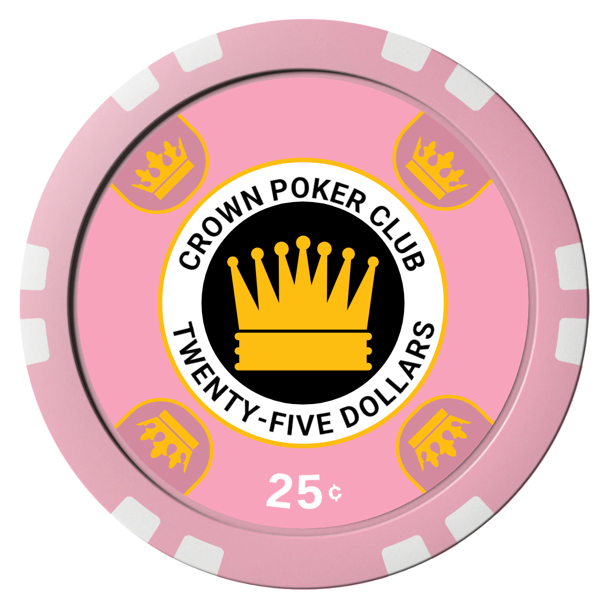 Crown Card Room Composite Poker Chips - Pink / Double Stripe - Front