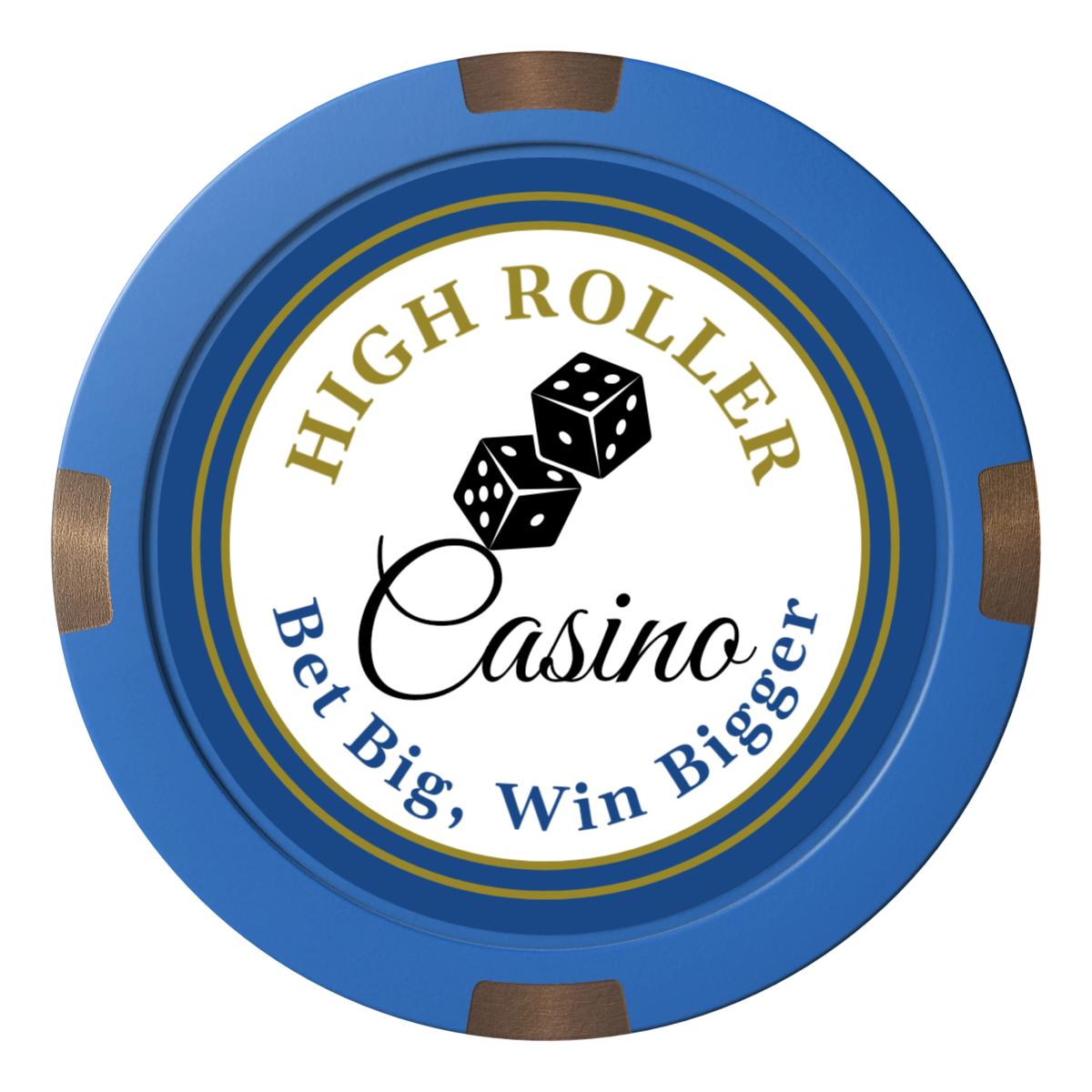 High Roller Casino Composite & Metal Hybrid Poker Card Protectors - Blue - Back
