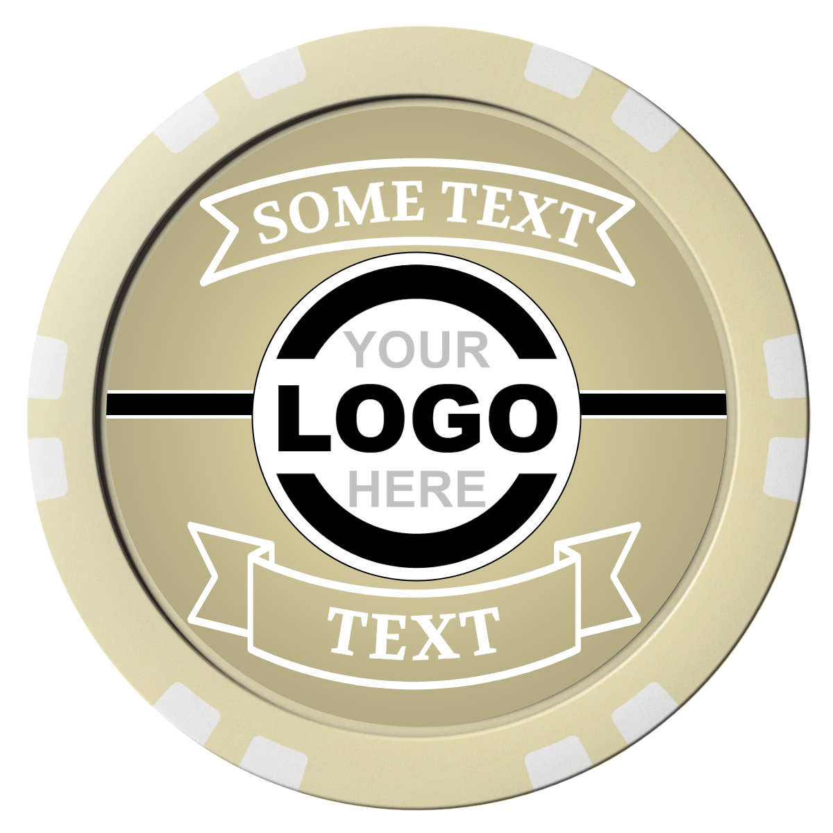 Double Banner Composite Poker Chips - Ivory / Double Stripe - Front