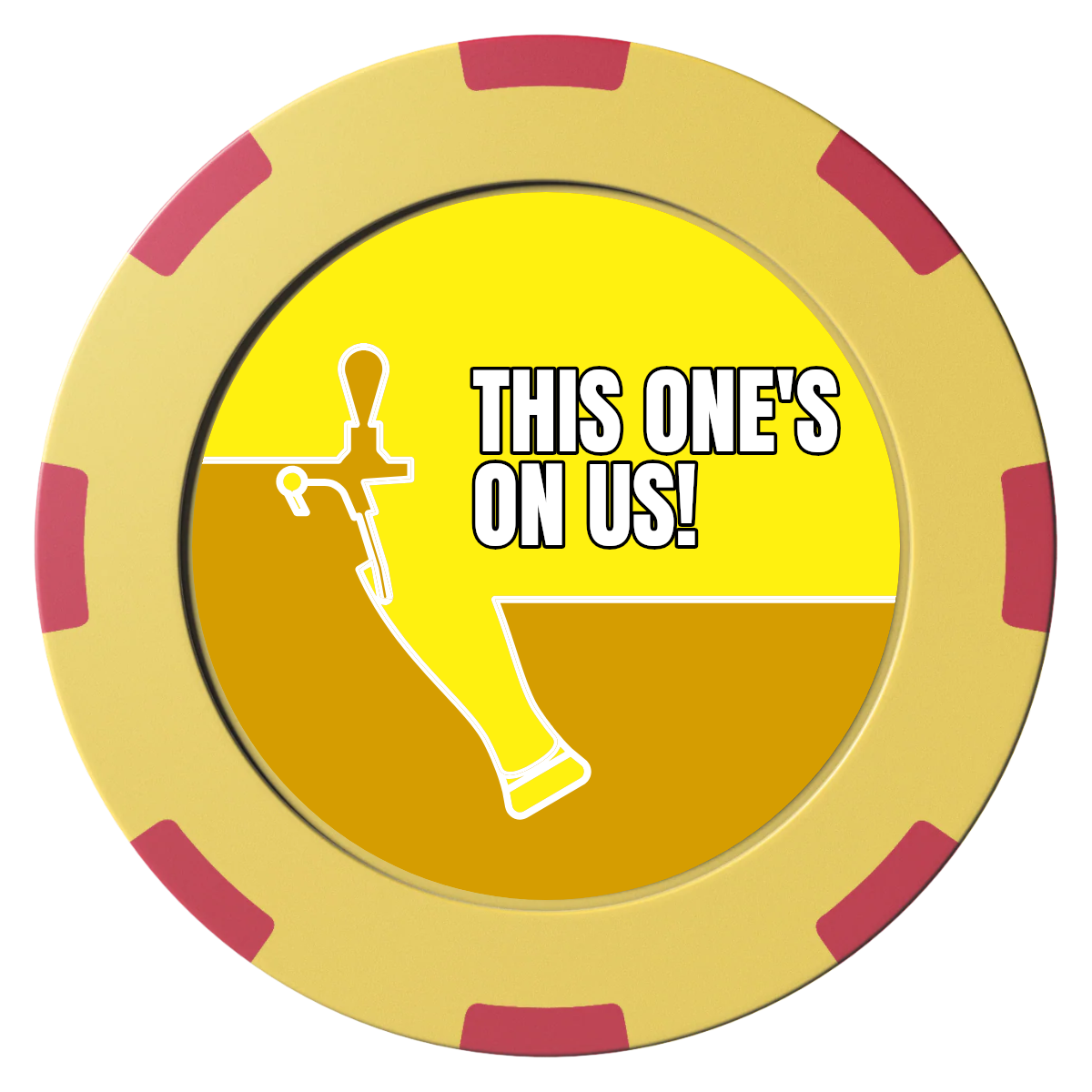 I'd Tap That Clay Poker Chips - Yellow / 8 Spot (2 Tone) / 40mm - Front