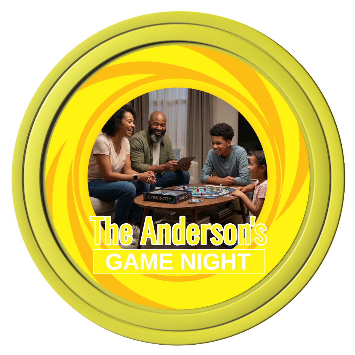 Anderson's Game Night Composite Poker Chips - Yellow / Solid - Front