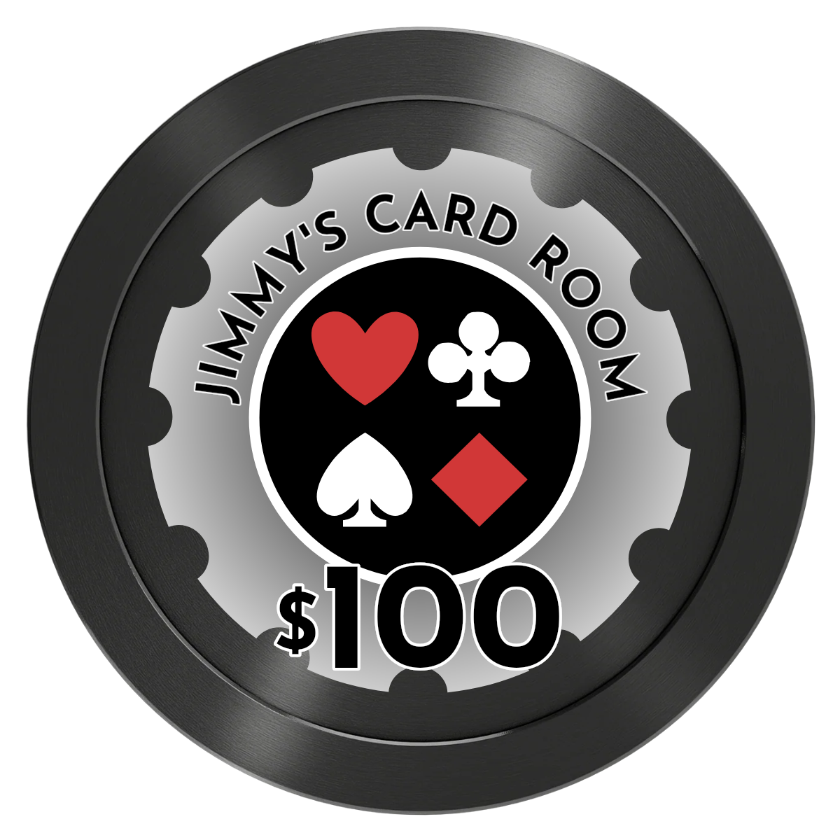 Your Four Suits Aluminum Poker Chips - Black - Front
