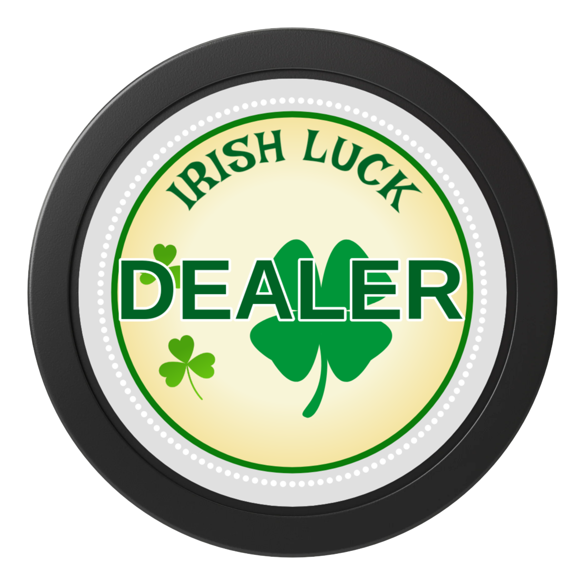 Irish Luck 2" Composite Dealer Button - Black - Front