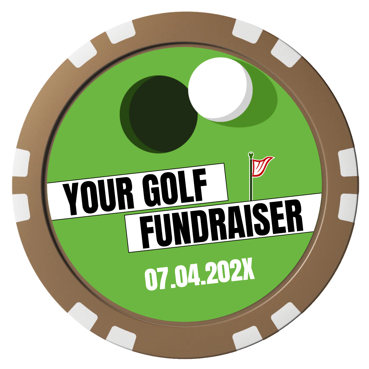 Putting Around Tournament Composite Poker Chips - Brown / Double Stripe - Front