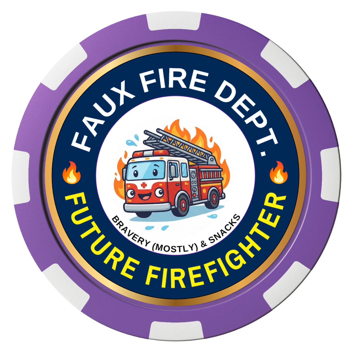 Future Firefighter Composite Poker Chips - Purple / 8 Spot - Front