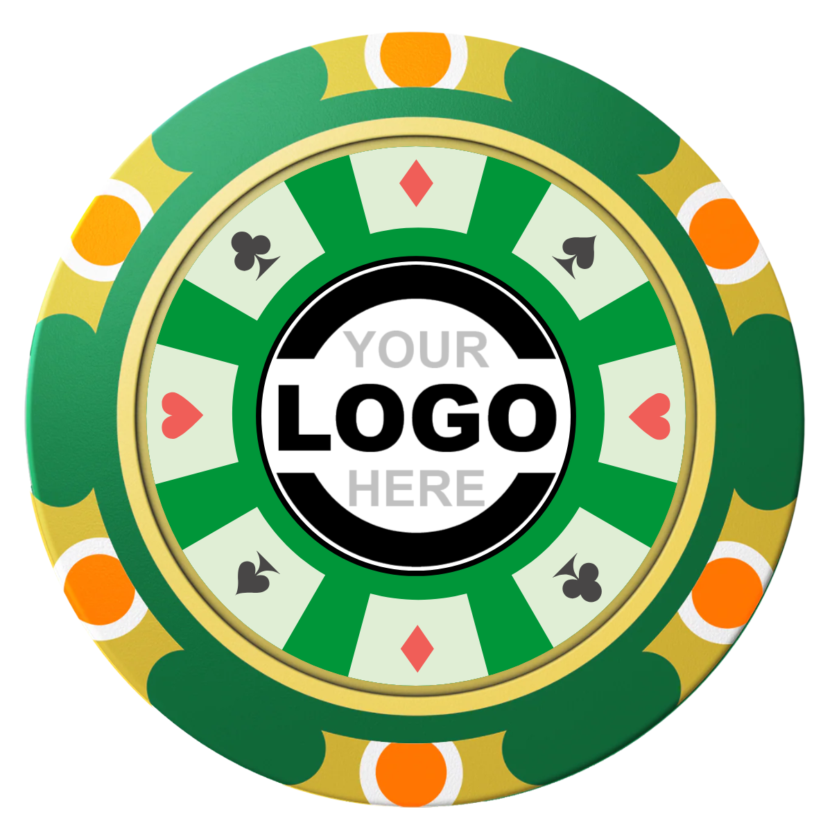 Suit 8 Your Logo Clay Poker Chips - Green / Monte Carlo / 40mm - Front