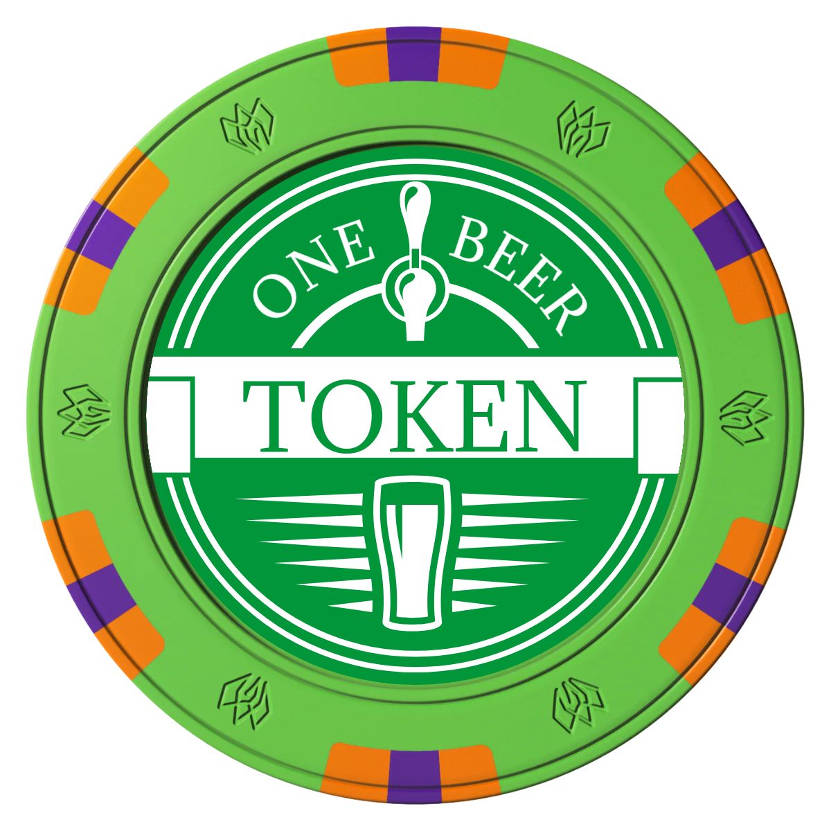 Tap Out Clay Poker Chips - Green / 6 Spot Gem / 43mm - Front