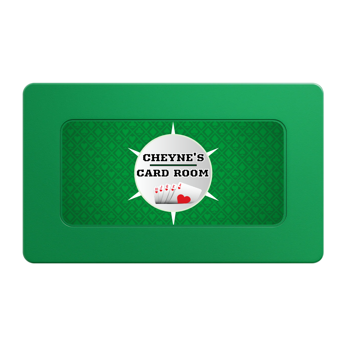 Cheyne's Card Room Rectangular Poker Chip Plaques - Green - Front