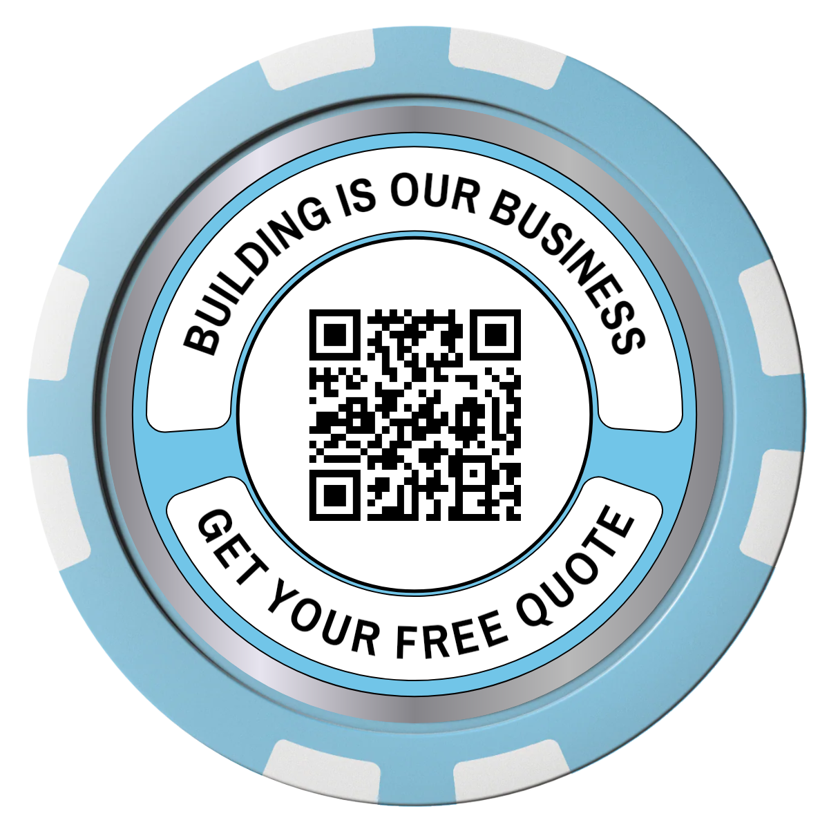 Acme Construction Composite Poker Chips - Light Blue / 8 Stripe - Front