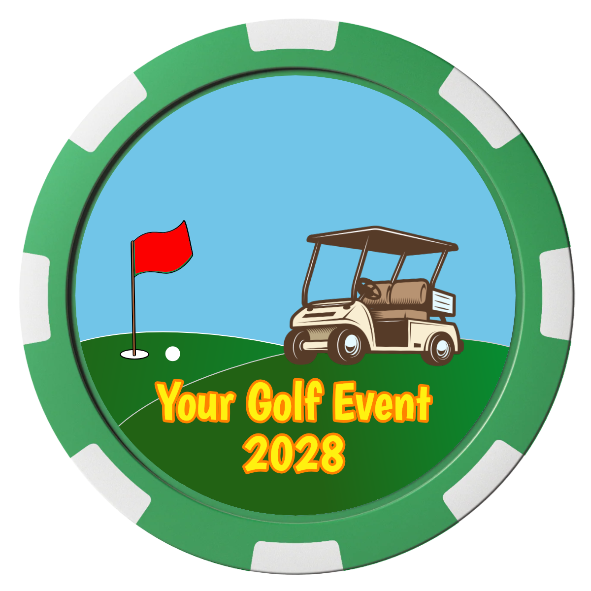 Going Golfing Today Composite Poker Chips - Green / 8 Spot - Front