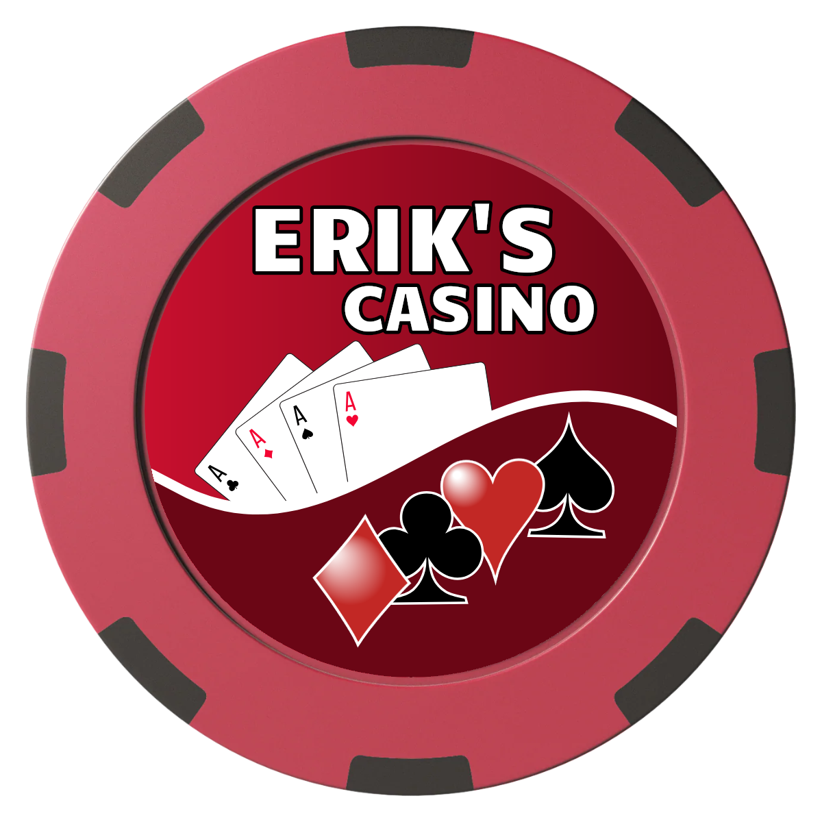 Erik's Casino Clay Poker Chips - Red / 8 Spot (2 Tone) / 40mm - Front