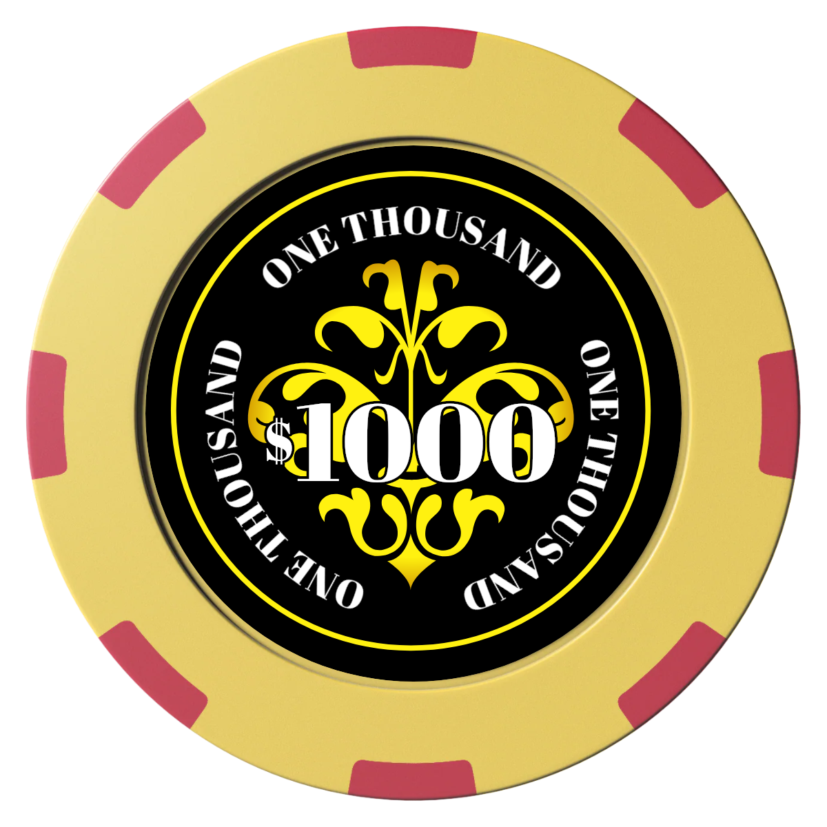 Gothic Revival Clay Poker Chips - Yellow / 8 Spot (2 Tone) / 40mm - Front
