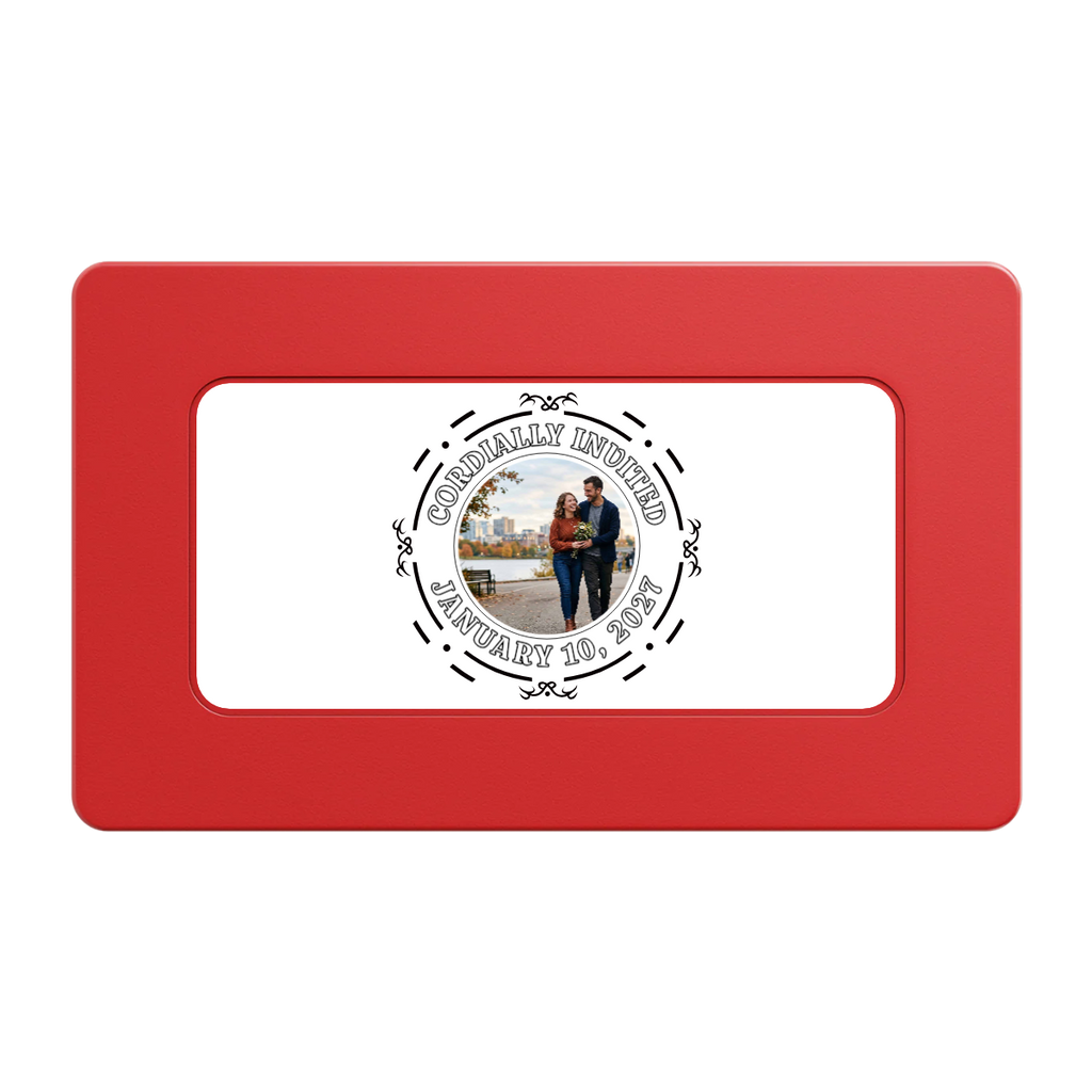 Save the Date Element Rectangular Poker Chip Plaques - Red - Front