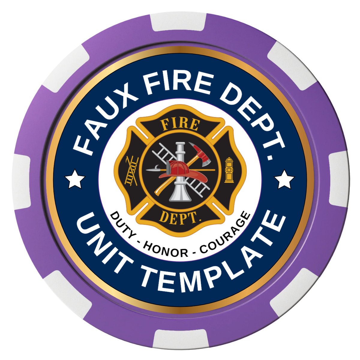 Faux Fire Dept. #01 Composite Poker Chips - Purple / 8 Spot - Front
