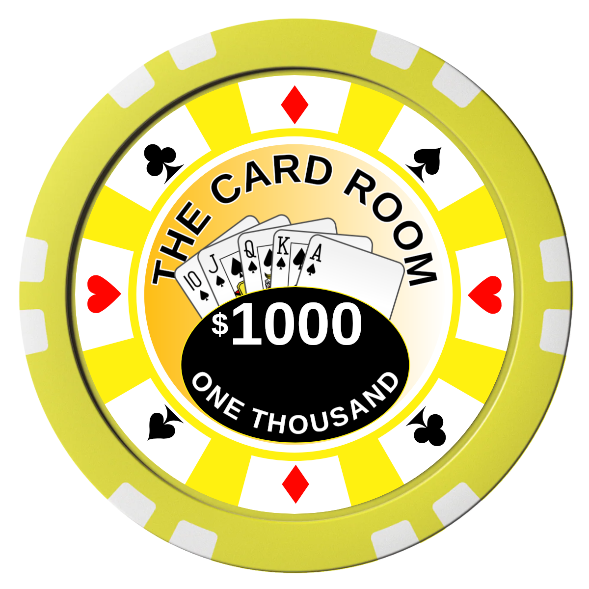 A Suitable Design Composite Poker Chips - Yellow / Double Stripe - Front