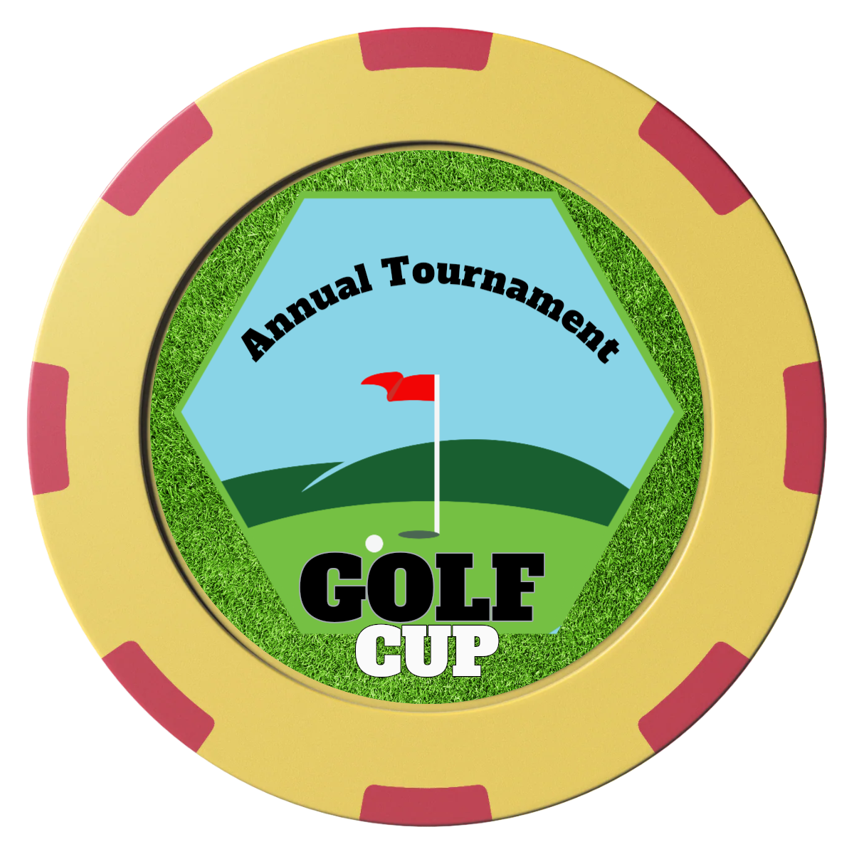 Golf Cup Clay Poker Chips - Yellow / 8 Spot (2 Tone) / 40mm - Front