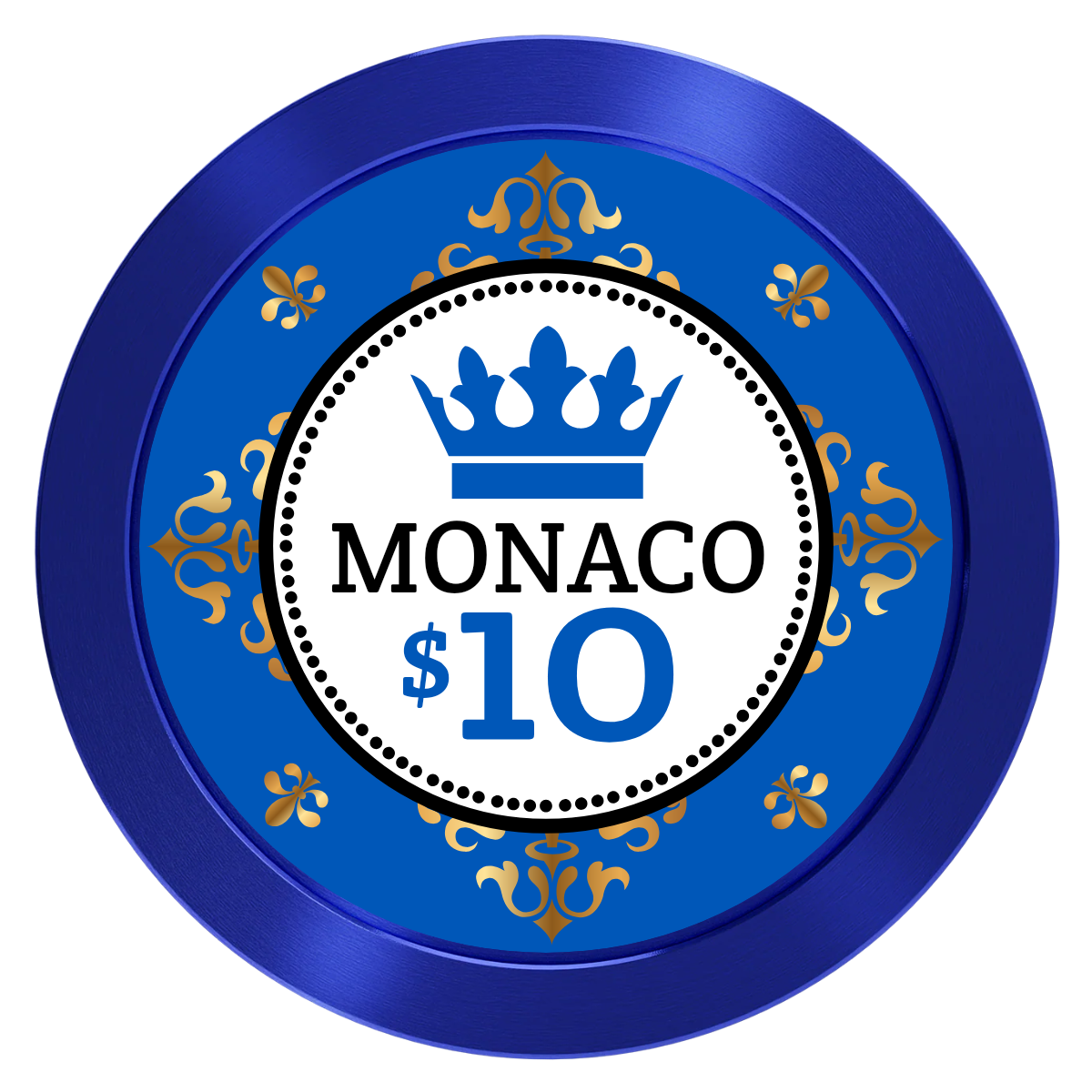 Monaco #001 Aluminum Poker Chips - Blue - Front