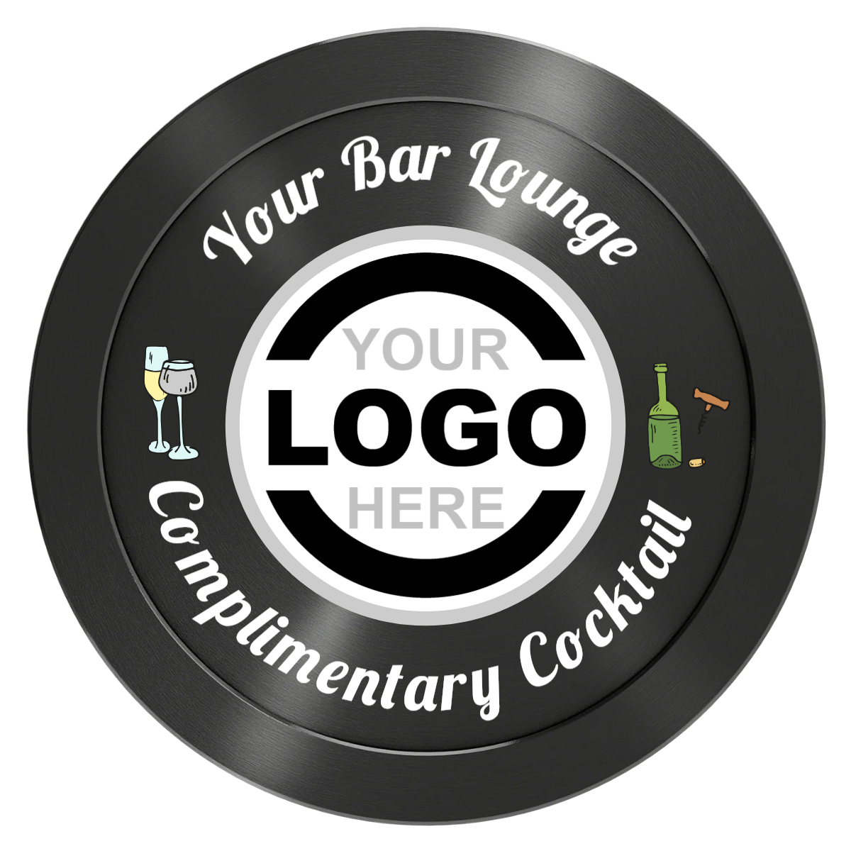 Fancy Drink Aluminum Poker Chips - Black - Back