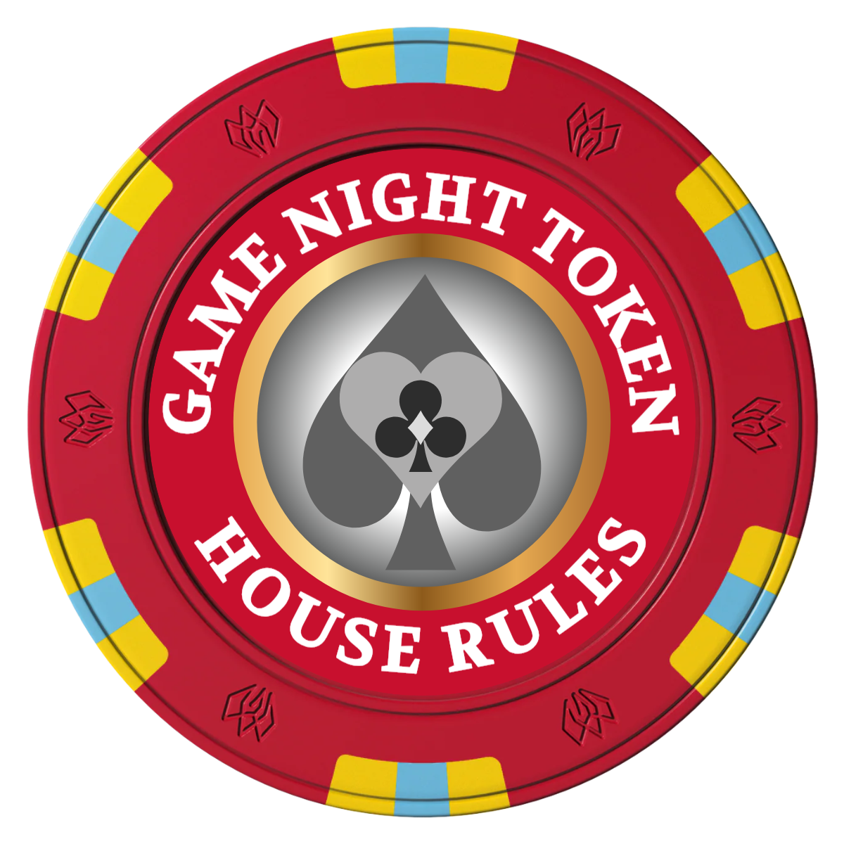 Stacked Suits Clay Poker Chips - Red / 6 Spot Gem / 43mm - Front