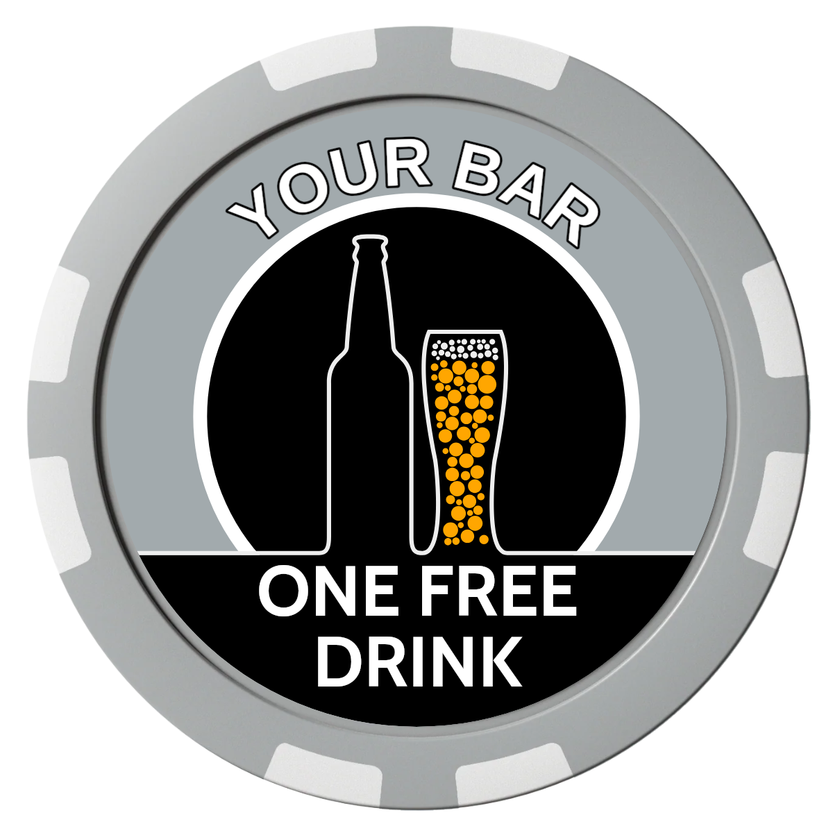 Beer and Glass Composite Poker Chips - Gray / 8 Stripe - Front