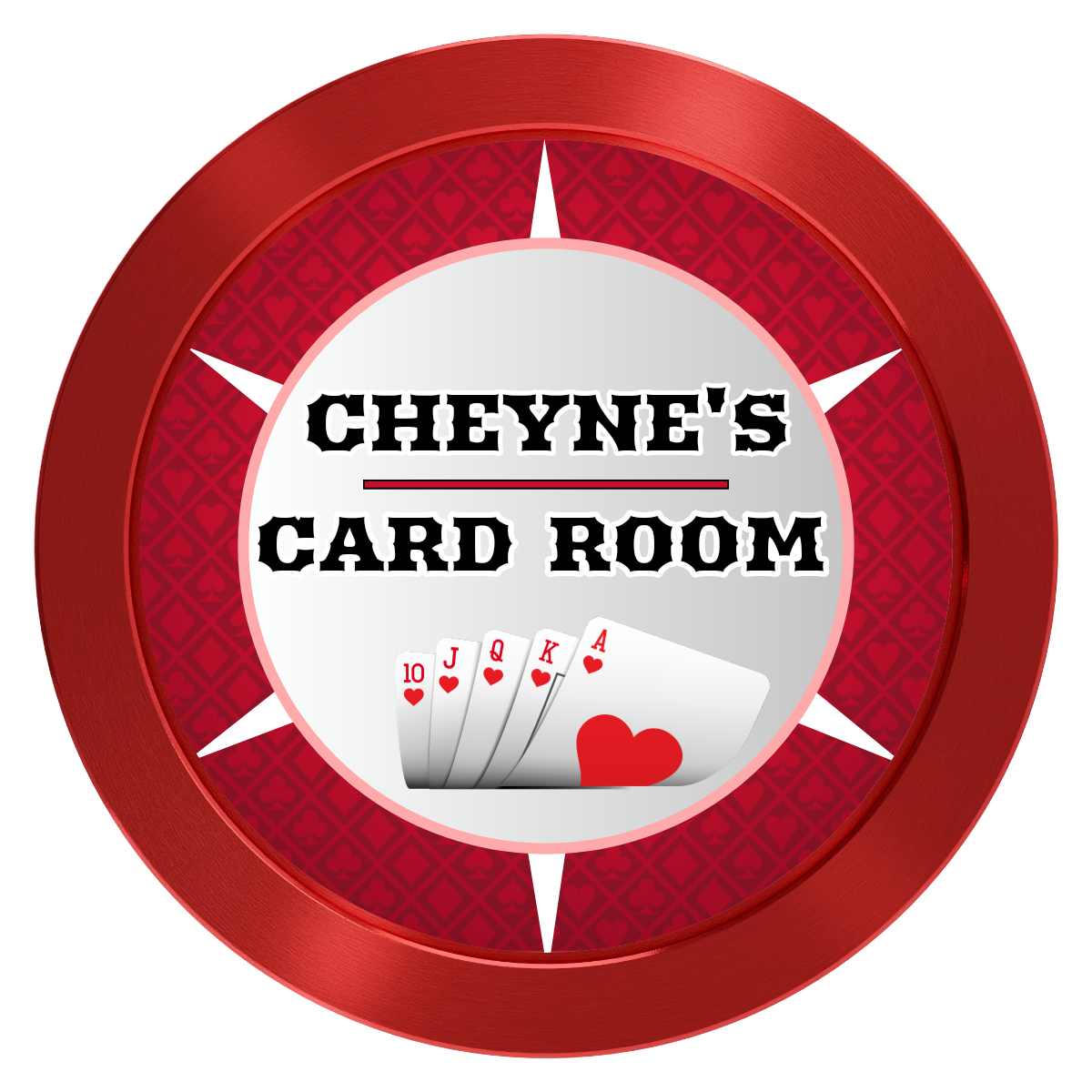 Cheyne's Card Room Aluminum Poker Chips - Red - Front