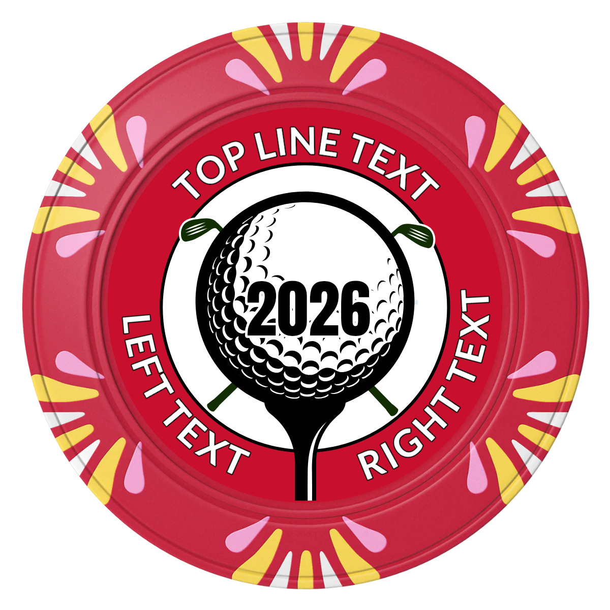 Tee it up Clay Poker Chips - Red / Macau / 40mm - Front