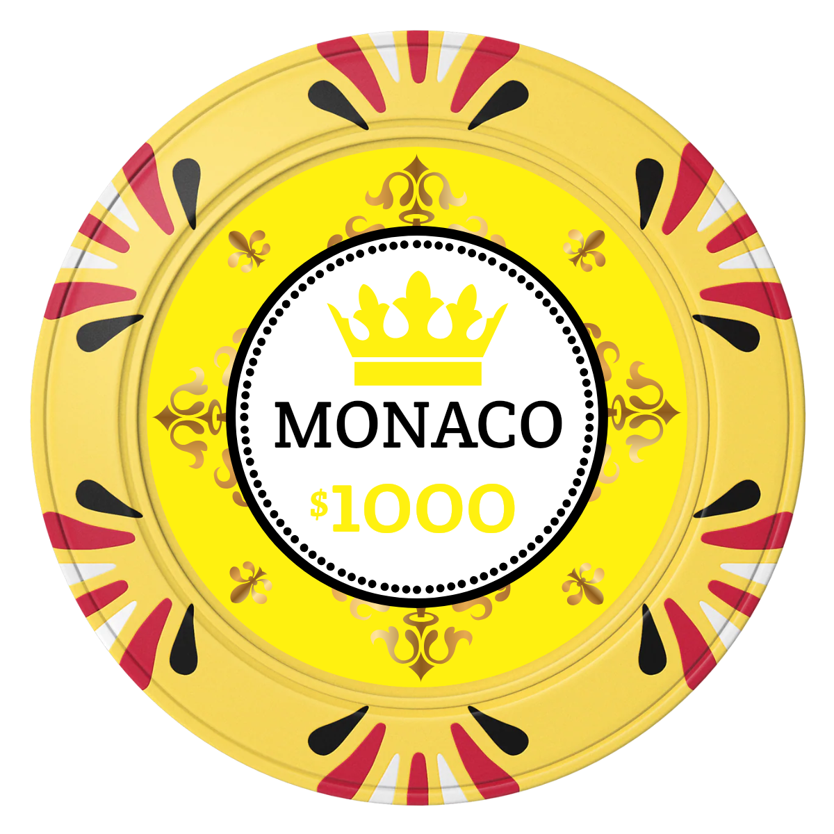Monaco #001 Clay Poker Chips - Yellow / Macau / 40mm - Front