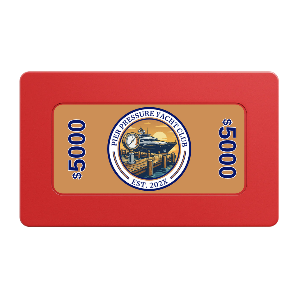 Anchor Down Card Room Rectangular Poker Chip Plaques - Red - Front