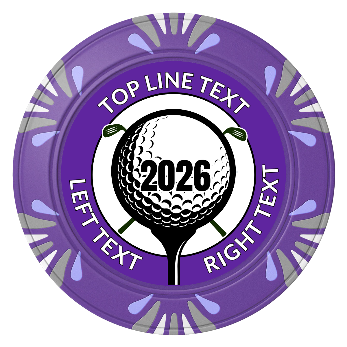 Tee it up Clay Poker Chips - Purple / Macau / 40mm - Front
