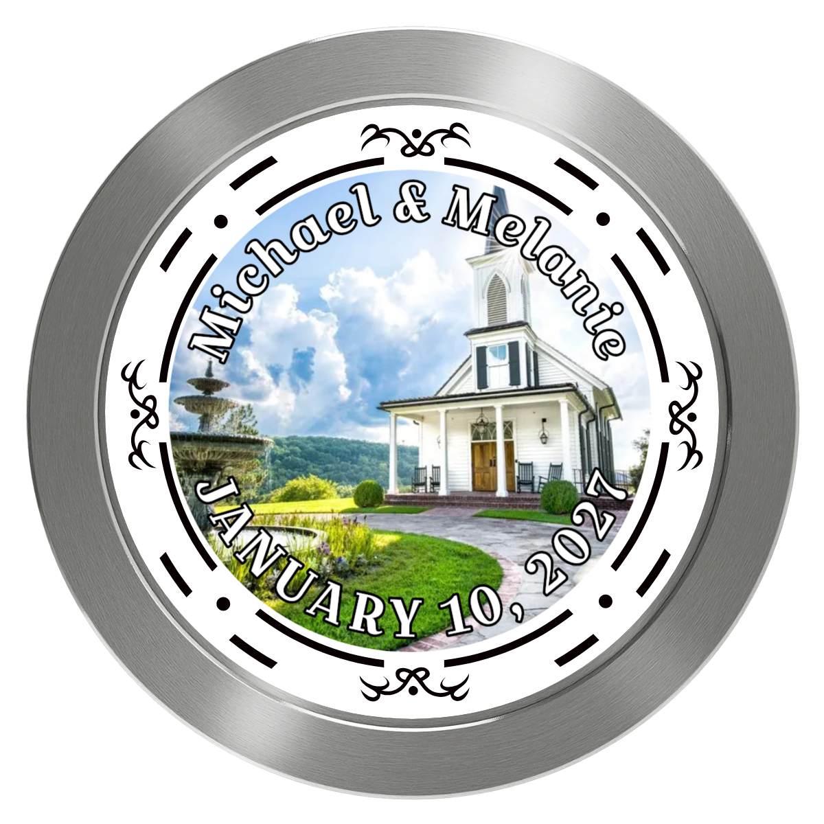 Save the Date Element Aluminum Poker Chips - Silver - Back