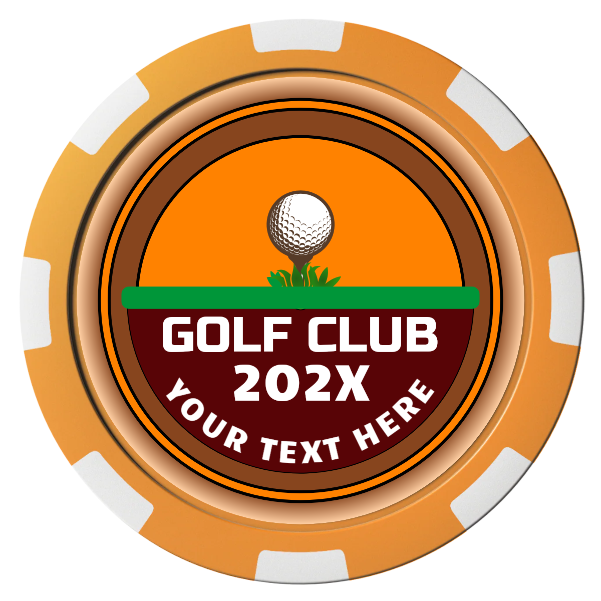 Teed Up Composite Poker Chips - Orange / 8 Spot - Front