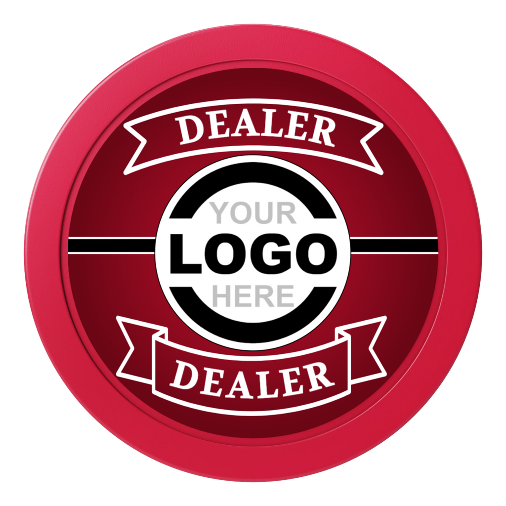 Double Banner 2" Composite Dealer Button - Red - Back