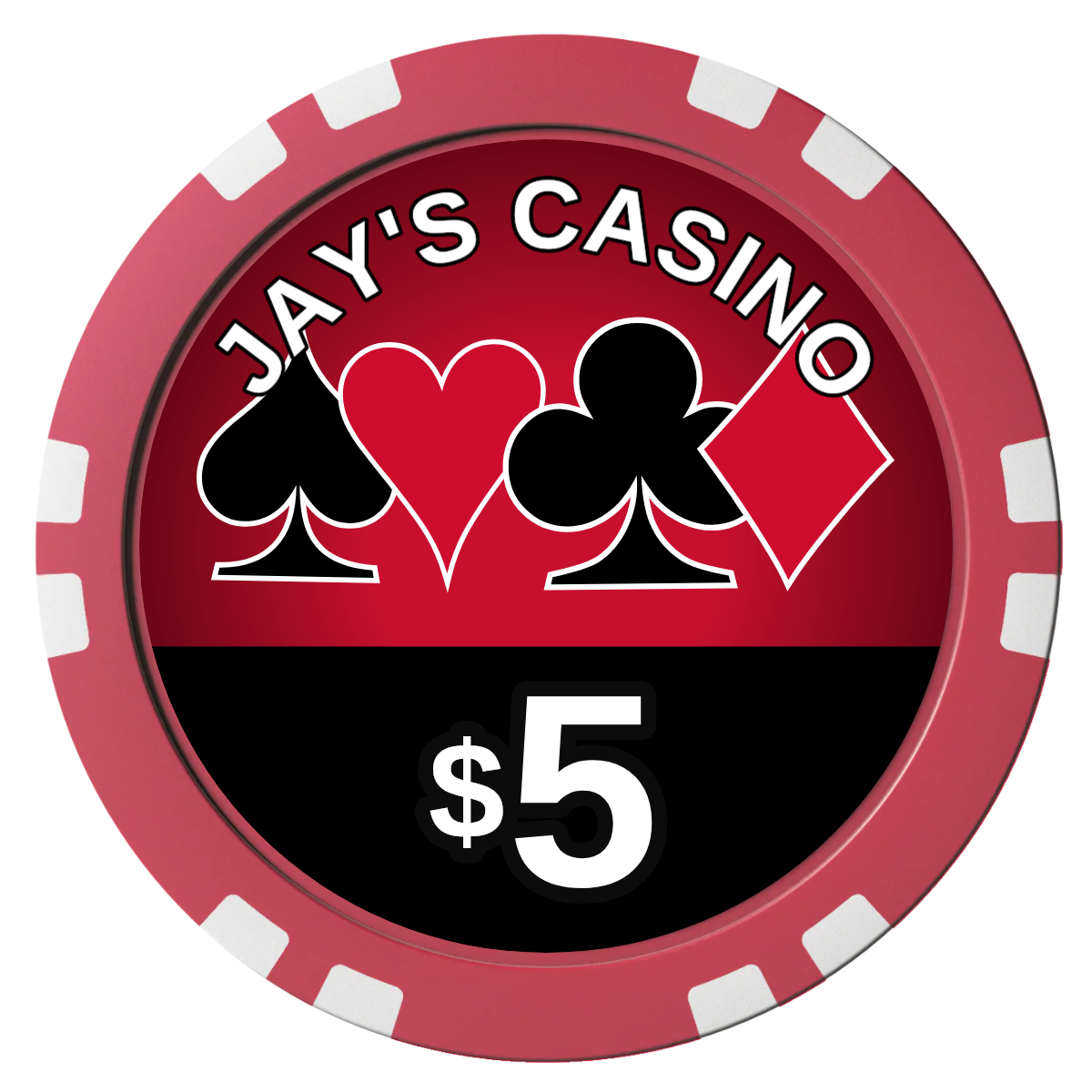 Jay's Casino Composite Poker Chips - Red / Double Stripe - Front