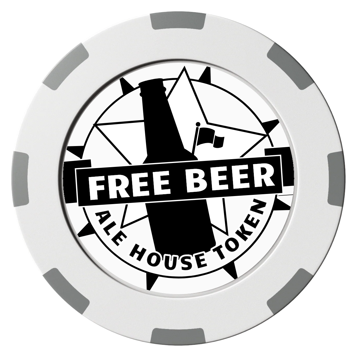 Free Beer Drink Clay Poker Chips - White / 8 Spot (2 Tone) / 40mm - Front
