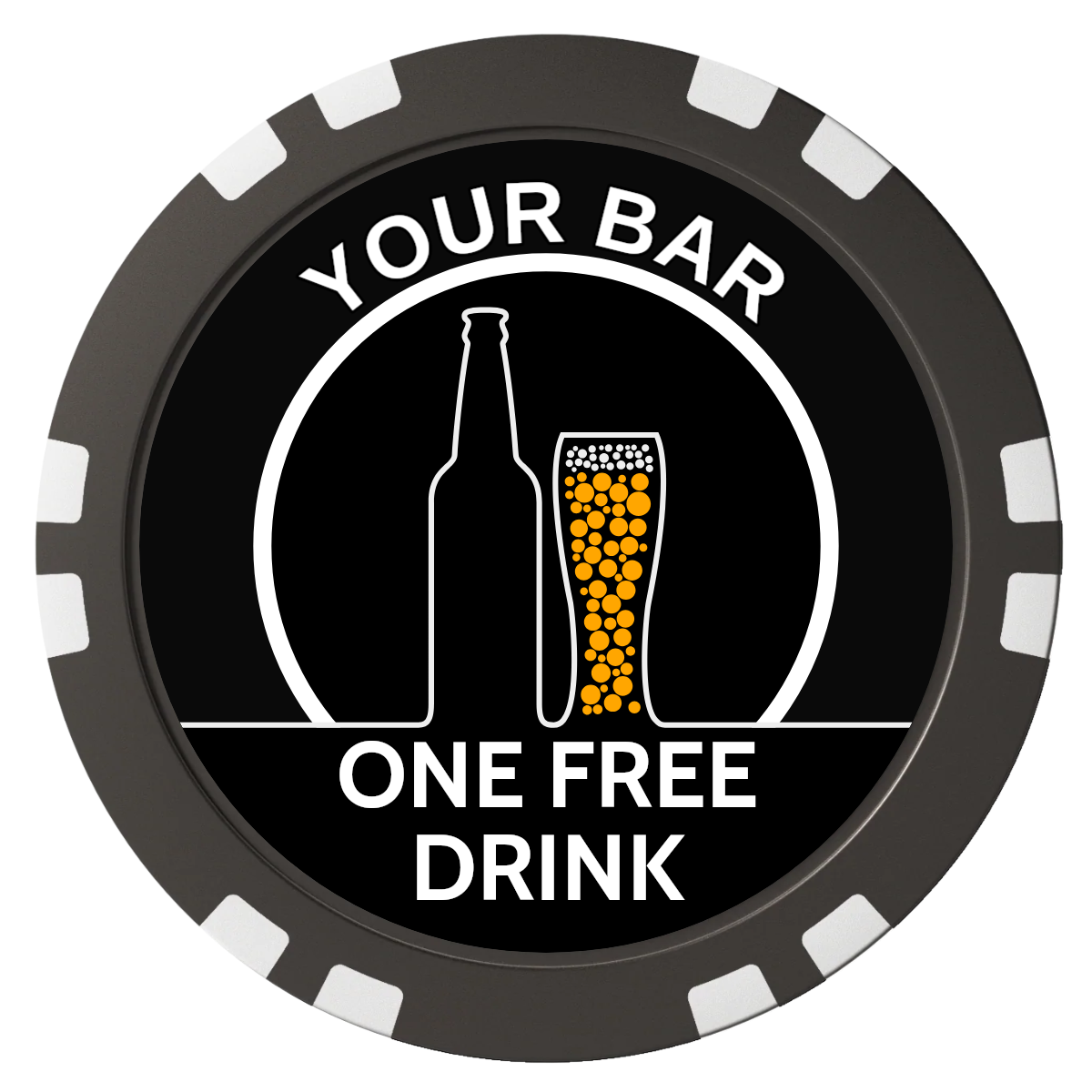Beer and Glass Composite Poker Chips - Black / Double Stripe - Back