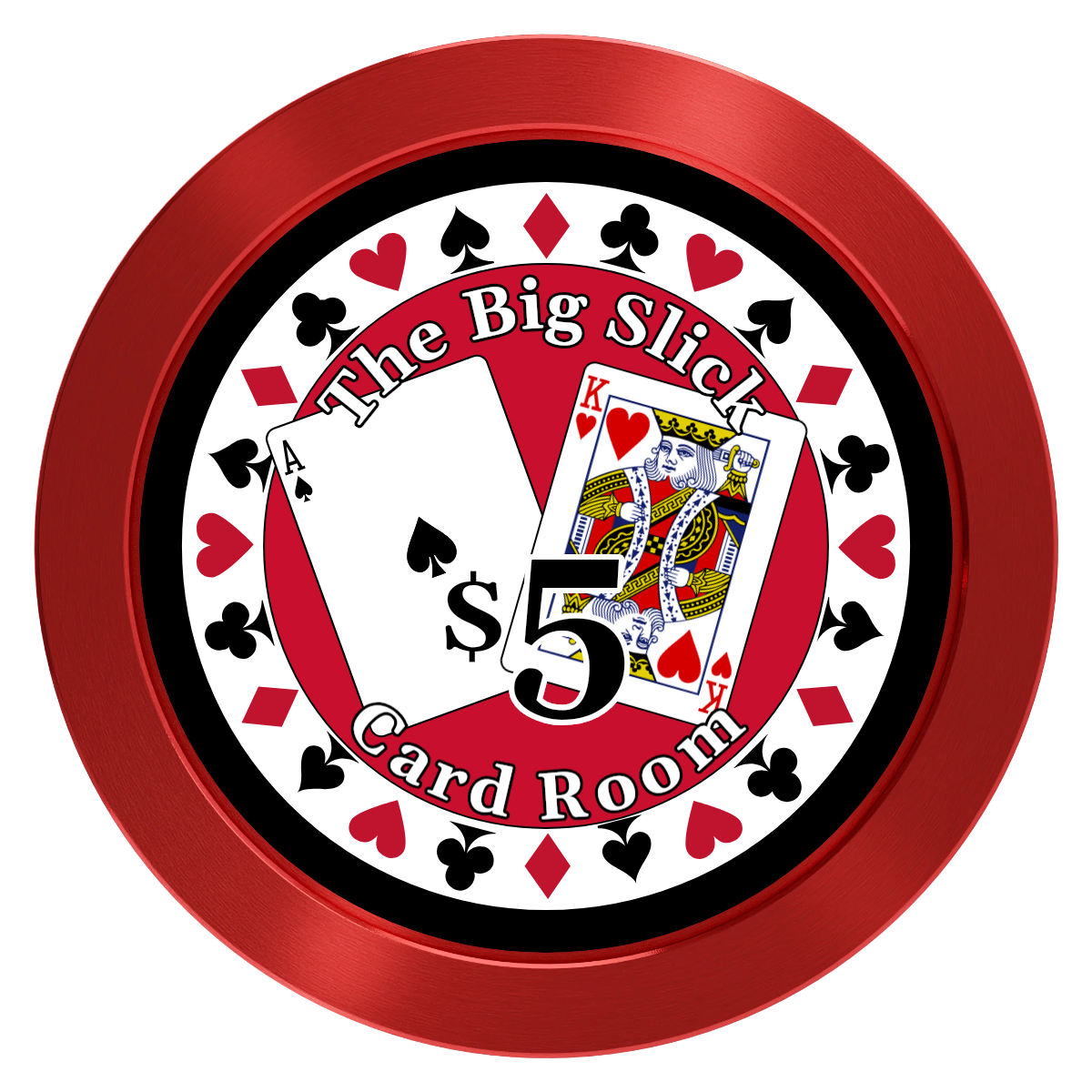 AK Big Slick Aluminum Poker Chips - Red - Front