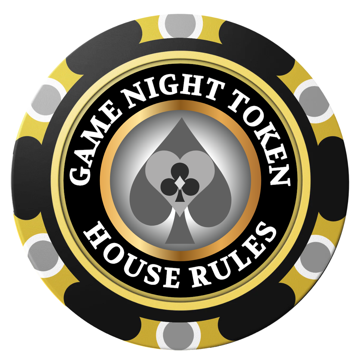 Stacked Suits Clay Poker Chips - Black / Monte Carlo / 40mm - Front