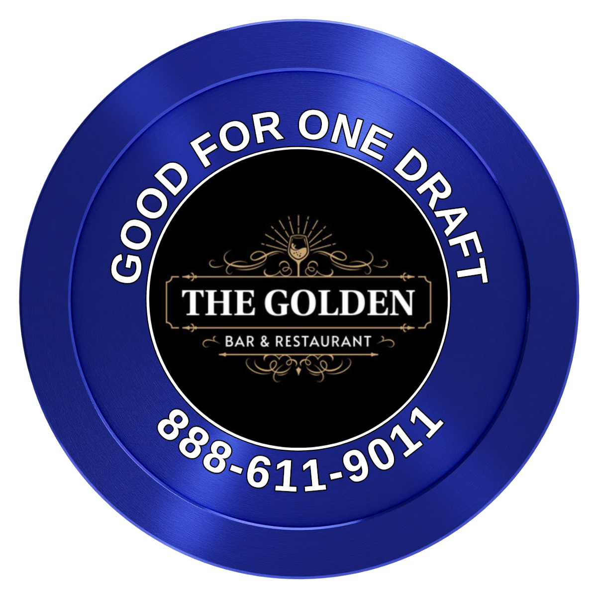 Branded Logo Bar Drink Token Aluminum Poker Chips - Blue - Back